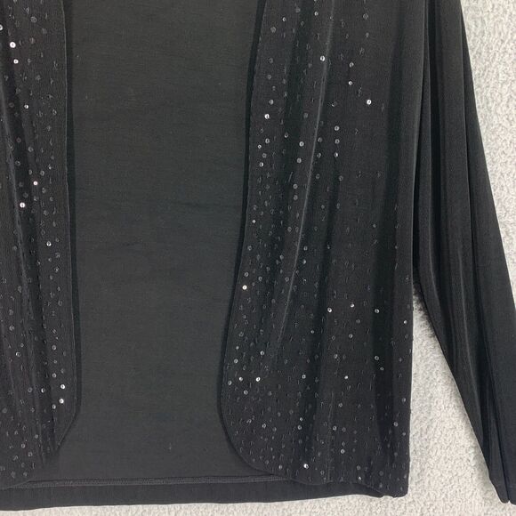 Chicos Travelers Slinky Shrug Top Sequins Womens Sz L 12 Wrinkle Free Black - Picture 6 of 7